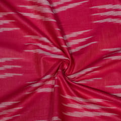 Pink and White Design Cotton Ikat Fabric