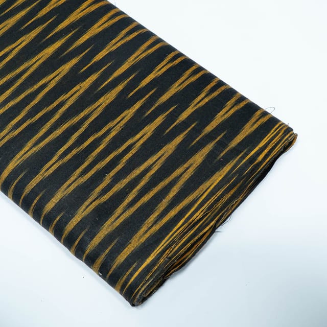 Black and Yellow Chevron Cotton Ikat Fabric