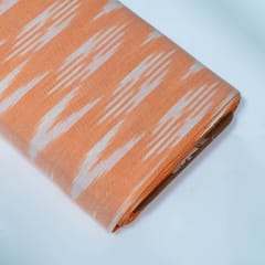 Peach and White Design Cotton Ikat Fabric