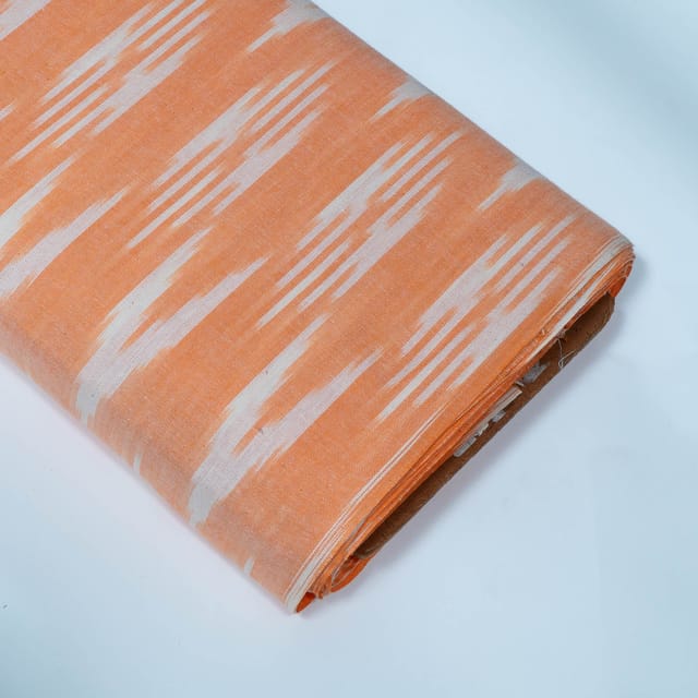 Peach and White Design Cotton Ikat Fabric