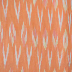 Peach and White Design Cotton Ikat Fabric