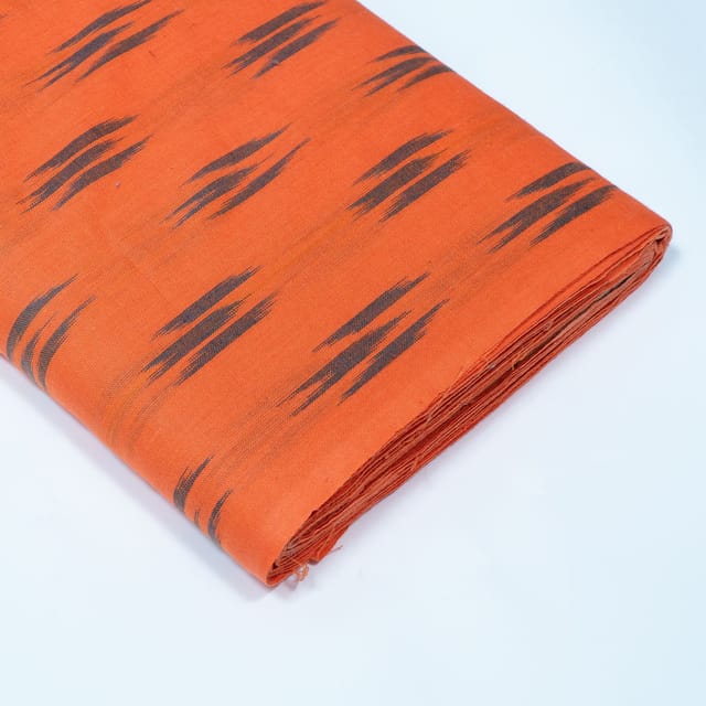 Orange and Black Design Cotton Ikat Fabric
