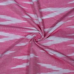 Pink and White Design Cotton Ikat Fabric