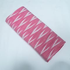 Pink and White Design Cotton Ikat Fabric