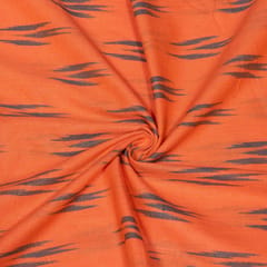Orange and Black Design Cotton Ikat Fabric