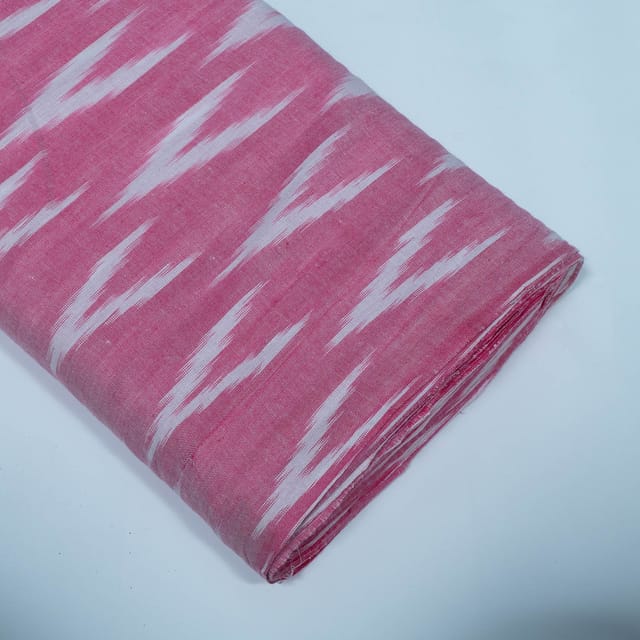 Pink and White Design Cotton Ikat Fabric