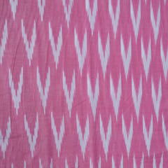 Pink and White Design Cotton Ikat Fabric