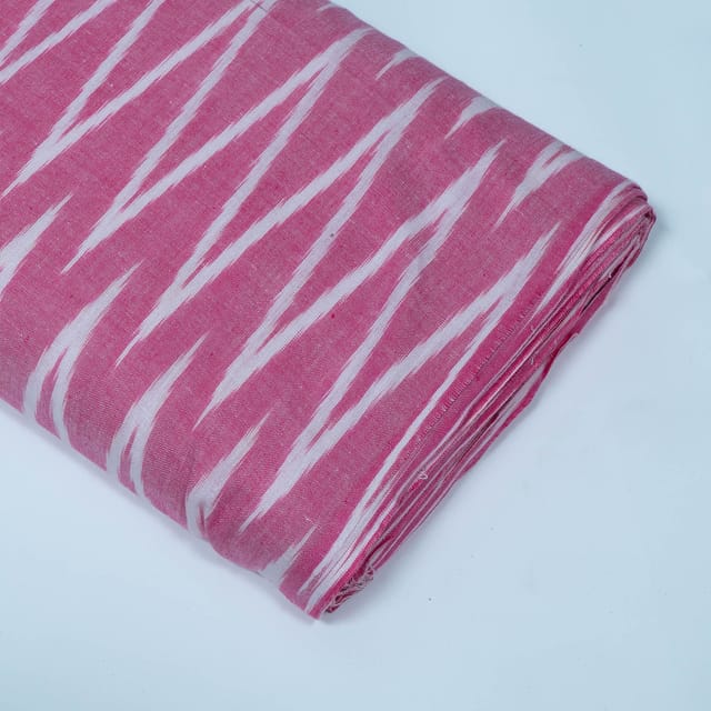 Pink and White Chevron Design Cotton Ikat Fabric