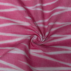 Pink and White Chevron Design Cotton Ikat Fabric