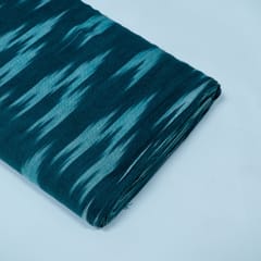 Teal Blue Color Cotton Ikat Fabric