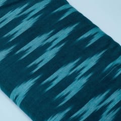 Teal Blue Color Cotton Ikat Fabric