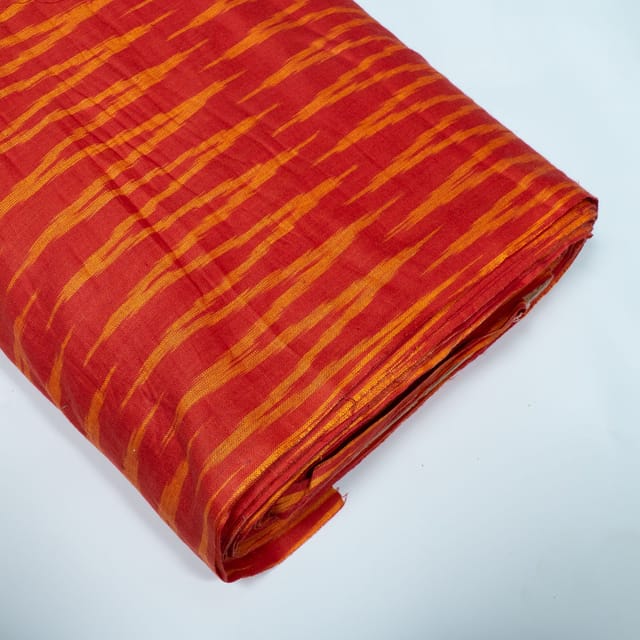 Red and Yellow Chevron Cotton Ikat Fabric