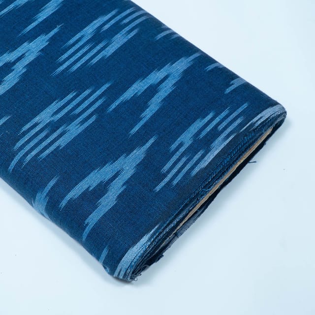 Blue Color Cotton Ikat Fabric