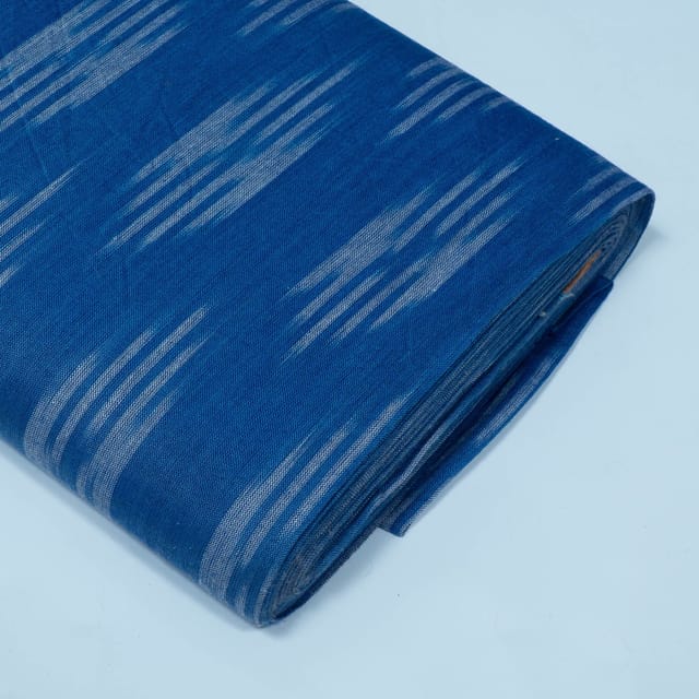Blue Color Cotton Ikat Fabric