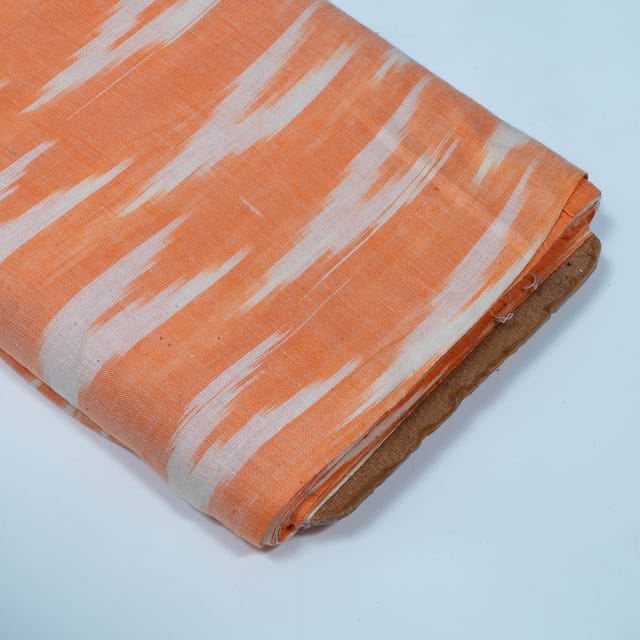 Orange and White Design Cotton Ikat Fabric