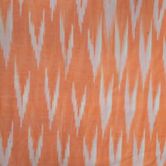 Orange and White Design Cotton Ikat Fabric