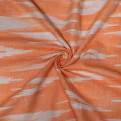 Orange and White Design Cotton Ikat Fabric