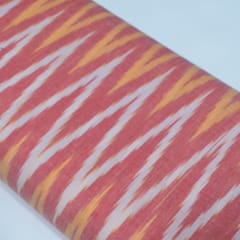Pink Base White and Yellow Chevron Cotton Ikat Fabric