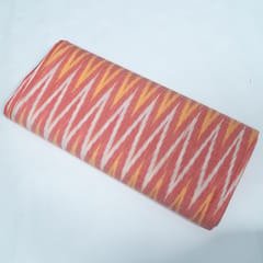 Pink Base White and Yellow Chevron Cotton Ikat Fabric