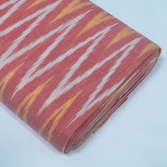 Pink Base White and Yellow Chevron Cotton Ikat Fabric