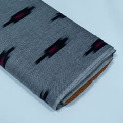 Grey Base Black and Red Design Cotton Ikat Fabric