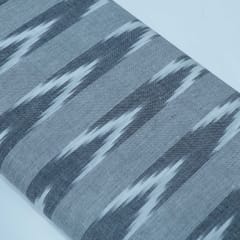 Grey and White Stripe Design Cotton Ikat Fabric