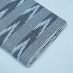 Grey and White Stripe Design Cotton Ikat Fabric