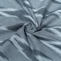 Grey and White Stripe Design Cotton Ikat Fabric