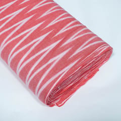 Pink and White Design Cotton Ikat Fabric