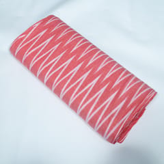 Pink and White Design Cotton Ikat Fabric