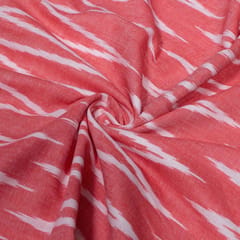 Pink and White Design Cotton Ikat Fabric