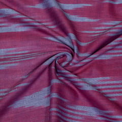 Dark Pink and Blue Design Cotton Ikat Fabric