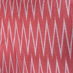 Pink and White Design Cotton Ikat Fabric