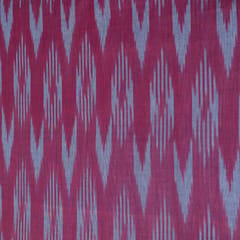 Dark Pink and Blue Design Cotton Ikat Fabric
