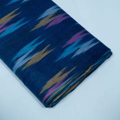Blue and MultiColor Design Cotton Ikat Fabric