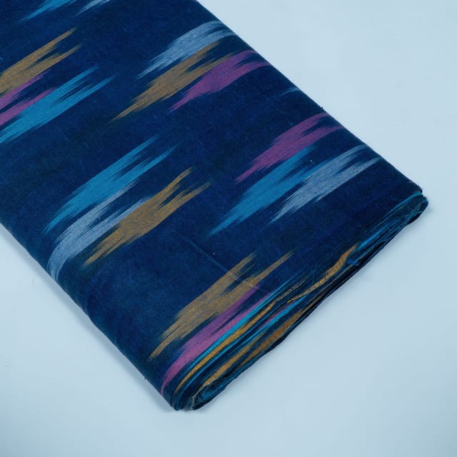 Blue and MultiColor Design Cotton Ikat Fabric