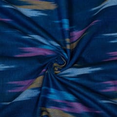 Blue and MultiColor Design Cotton Ikat Fabric
