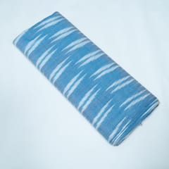 Sky Blue and White Design Cotton Ikat Fabric