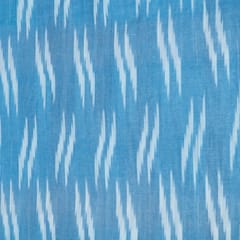 Sky Blue and White Design Cotton Ikat Fabric