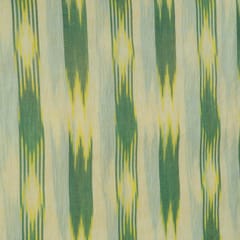 Cream and Green Stripe Design Cotton Ikat Fabric