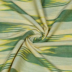 Cream and Green Stripe Design Cotton Ikat Fabric