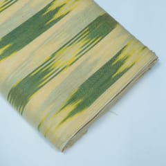 Cream and Green Stripe Design Cotton Ikat Fabric