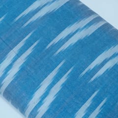Sky Blue and White Design Cotton Ikat Fabric