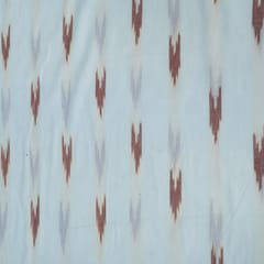 White and Brown Design Cotton Ikat Fabric