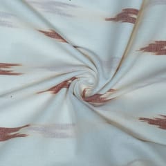 White and Brown Design Cotton Ikat Fabric