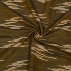 Green and Beige Design Cotton Ikat Fabric
