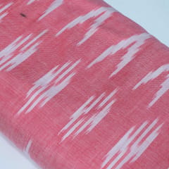 Pink and White Design Cotton Ikat Fabric