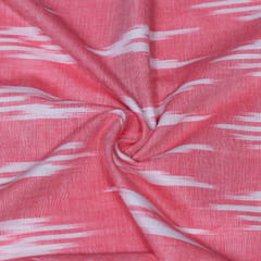 Pink and White Design Cotton Ikat Fabric