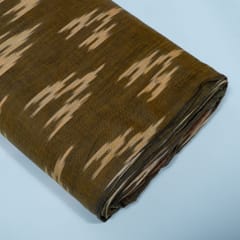 Green and Beige Design Cotton Ikat Fabric