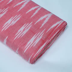 Pink and White Design Cotton Ikat Fabric